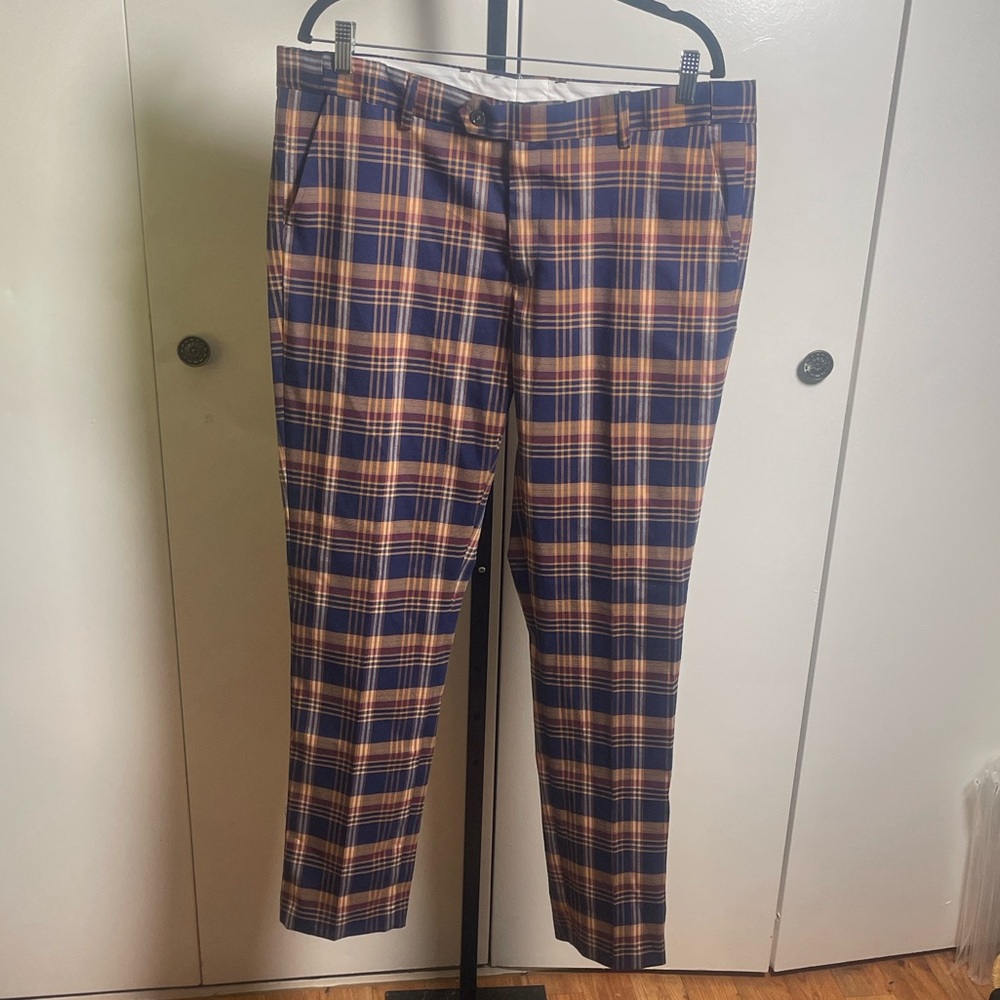 Men's Stylish Plaid Dress Pants NWOT